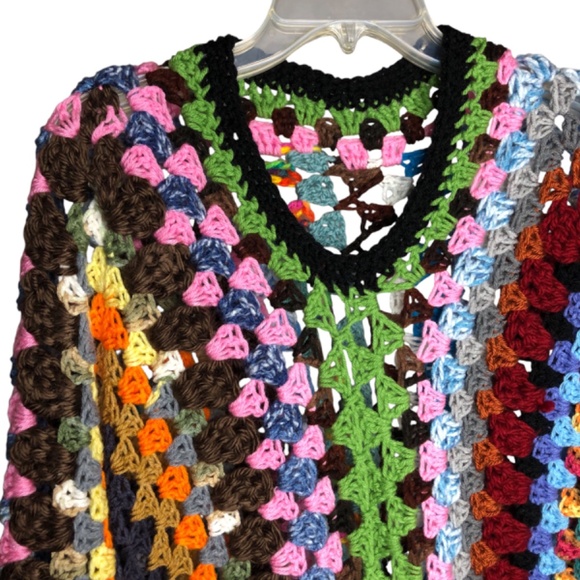 AMARA Bohemian Oversized Crochet Sweater Dress-Chunky Knit Kaleidoscope of Color - Picture 7 of 16